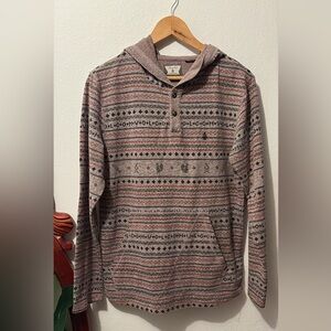 Volcom Brown Patterned Long Sleeve Henley Hoodie